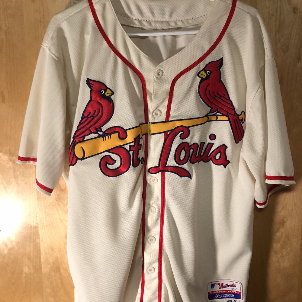 St Louis Cardinals Cream Stitched Jersey (Size: M)